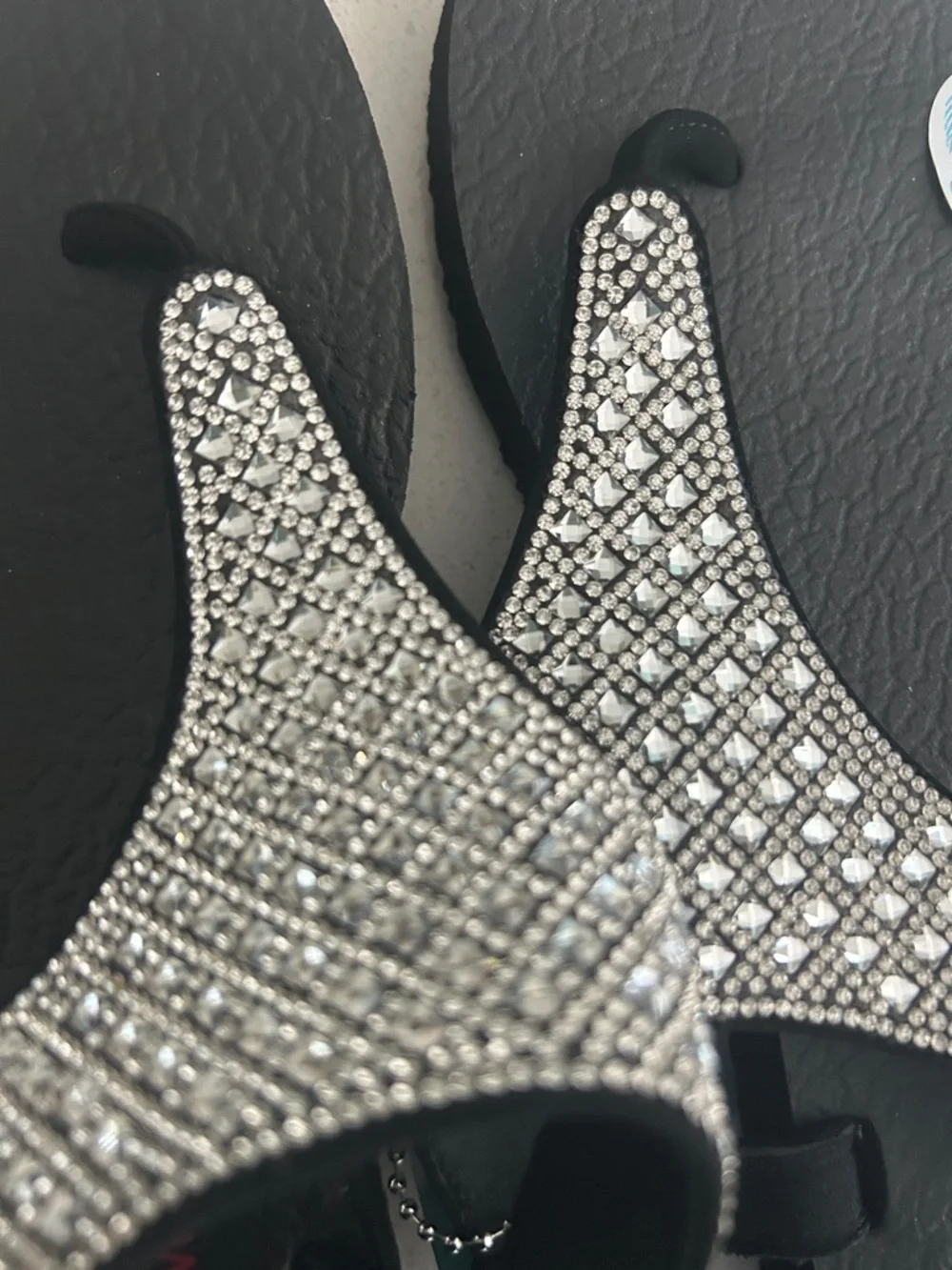 Skechers Cali Rockstar Black Slingback T‑Strap Sandal with Silver Rhinestones - Picture 7 of 7